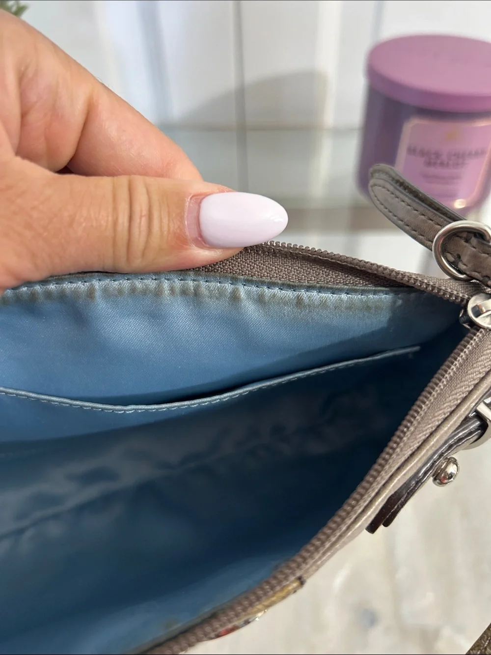 Coach Vintage wash Leather Taupe and Olive Mini Bag